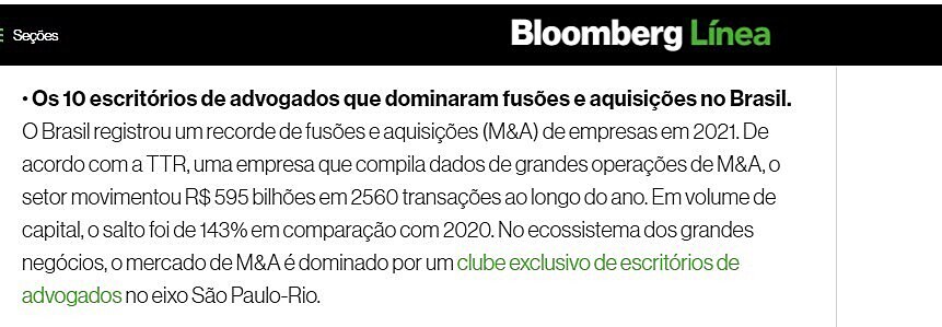 Os 10 escritrios de advogados que dominaram fuses e aquisies no Brasil.